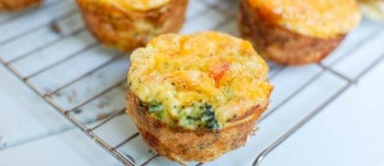Broccoli Cheddar Cups on a cooling rack