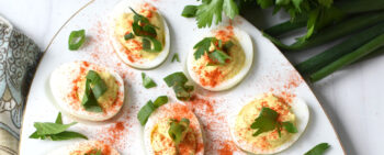 Southwestern Greek Yogurt Deviled Eggs on a plate