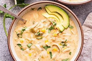 Slow Cooker Creamy Green Chile Chicken Enchilada Soup