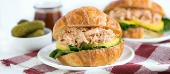 Light and Creamy Barbecue Chicken Salad croissant sandwiches