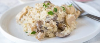 Creamy Stovetop Chicken and Rice on a plate