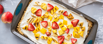 Grilled fruit pizza in a pan