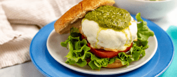 Cheesy Italian chicken burger on a plate