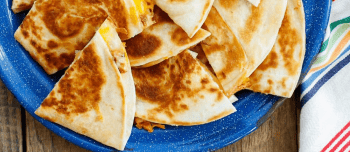 East cheese quesadilla pieces on a plate