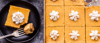 Creamy Pumpkin Pie Bars in a pan