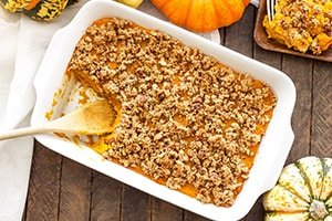 Cinnamon Maple Greek Yogurt Squash Casserole