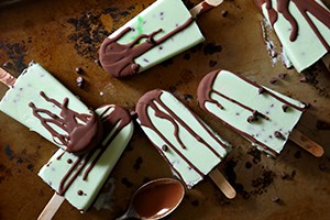 Mint Chocolate Chip Greek Yogurt Pops