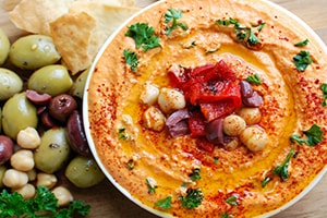 Roasted Red Pepper Greek Yogurt Hummus