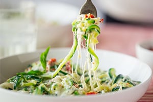 Zucchini Noodle Mac & Cheese with Sun-Dried Tomatoes