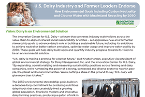 U.S. Dairy Industry and Farmer Leaders Endorse New Environmental Goals