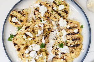 Grilled Cauliflower Steaks with Yogurt Tahini Sauce