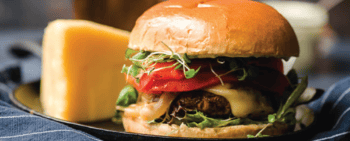 port burger with swiss cheese