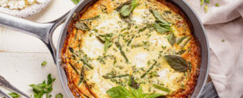 Asparagus Frittata in a cast iron skillet