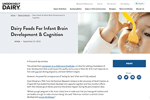 Dairy Foods For Infant Brain Development & Cognition