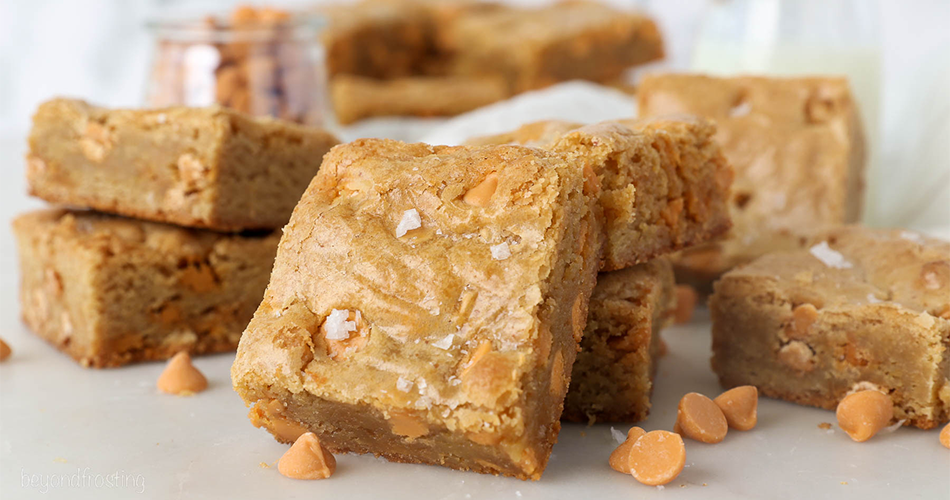 Stack of brown butter blondies
