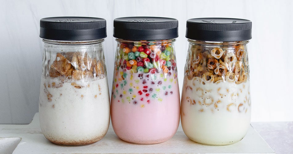 Jars of cereal milk
