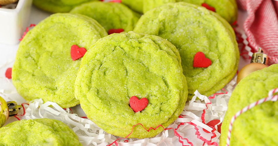 Second most popular recipe - a picture of green sugar cookies topped with a red candy heart in a decorative platter.