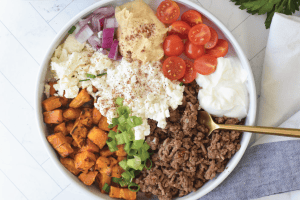 Sweet Potato Cottage Cheese Bowls with Ground Beef