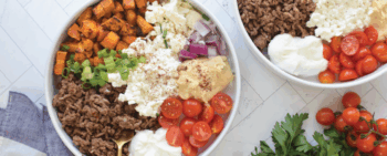 picture of a sweet potato cottage cheese bowl on a table