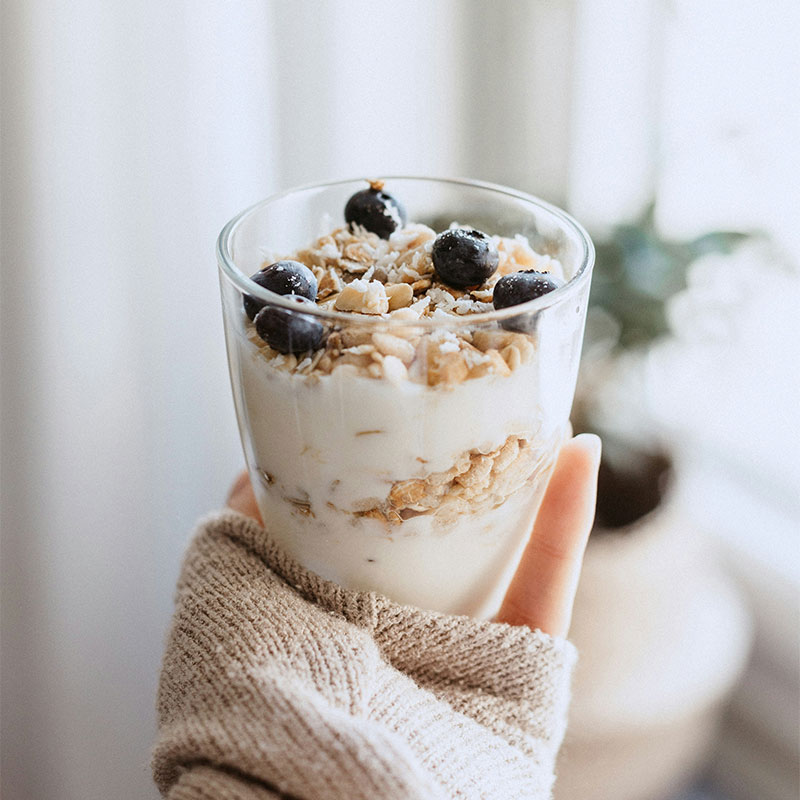 yogurt parfait in a glass