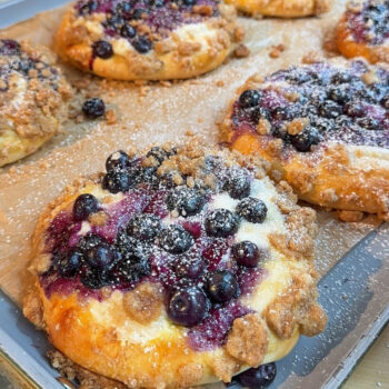Blueberry Custard Buns on a tray