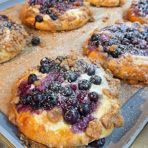 Blueberry Custard Buns on a tray